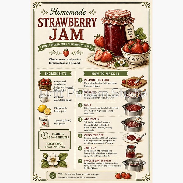Homemade Strawberry Jam Recipe Guide from the Homemade Kitchen Charts collection