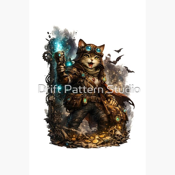 Steampunk Adventurer Cat Treasure Hunter Illustration from the Sci-Fi & Steampunk collection