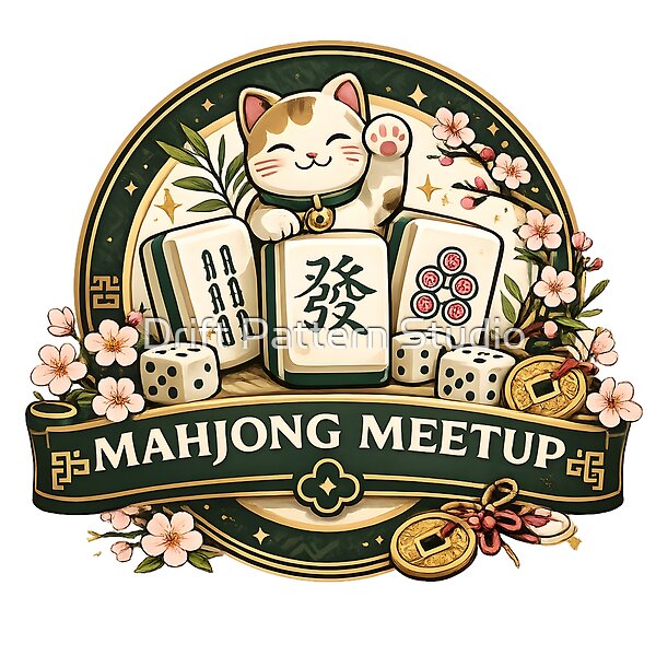 Mahjong Meetup Lucky Cat Badge from the Creatures & Conservation collection