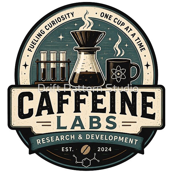 Caffeine Labs Retro Research Emblem from the Boho Wall Art collection