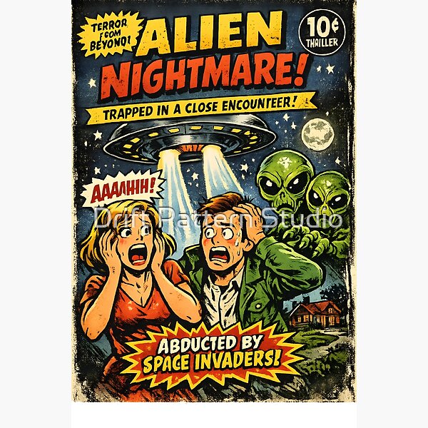 Alien Nightmare Space Invaders Pulp Poster from the Sci-Fi & Steampunk collection
