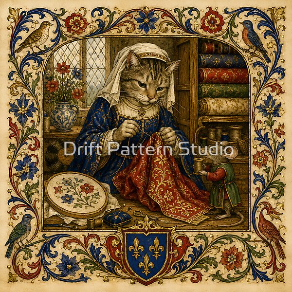 The Cat Seamstress’s Illuminated Atelier from the Medieval Menagerie collection