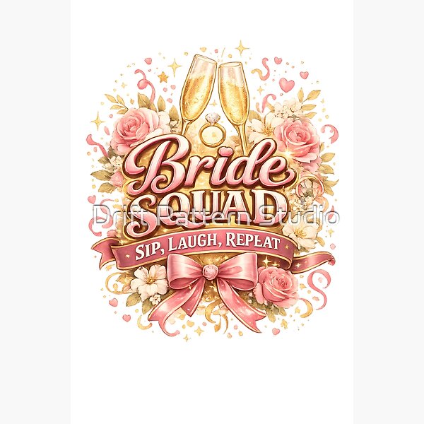 Bride Squad — Sip, Laugh, Repeat — celebration and special occasion gift design by Drift Pattern Studio
