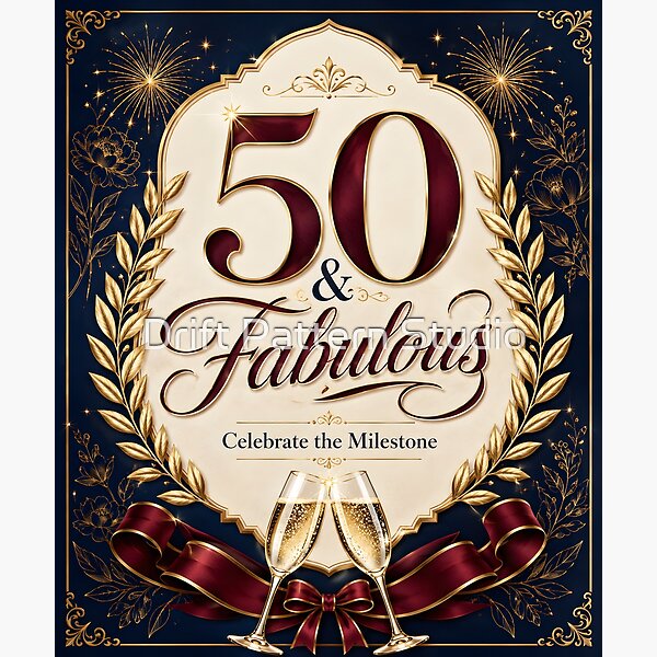 50 and Fabulous — Elegant 50th Birthday Celebration — celebration and special occasion gift design by Drift Pattern Studio