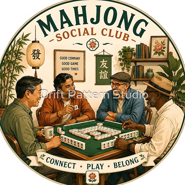 Mahjong Social Club Laugh Play Belong from the Retro Characters collection